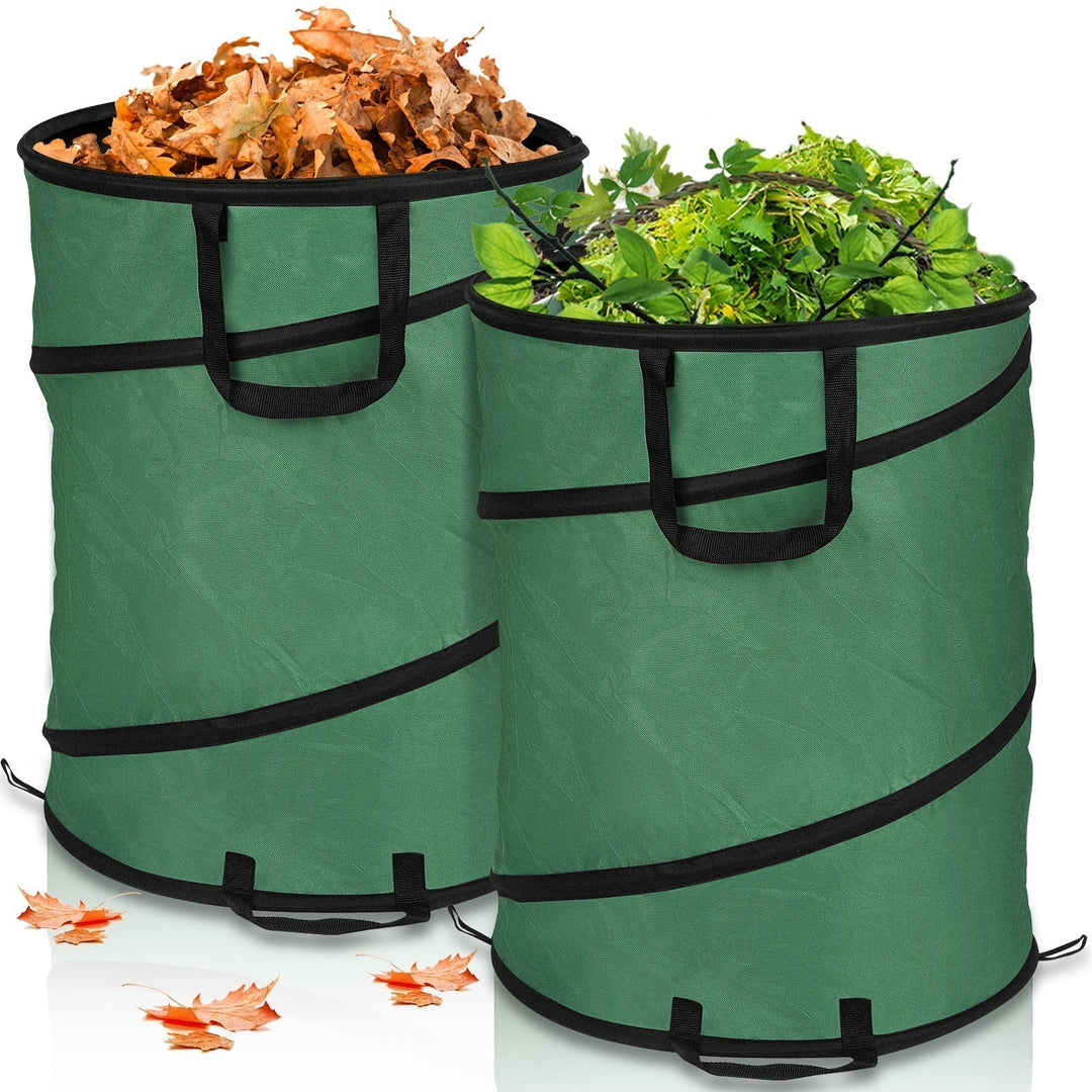 Lot de 2 sacs de jardin pop-up 170L autoportants pour collecte facile des déchets verts, feuilles et herbe.