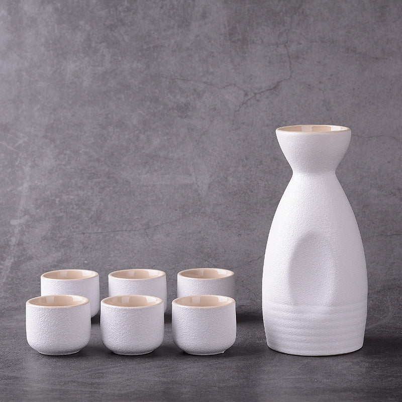 Kit de dégustation saké japonais en céramique, comprenant pichet et 4 tasses. Cadeau idéal, décoration zen.