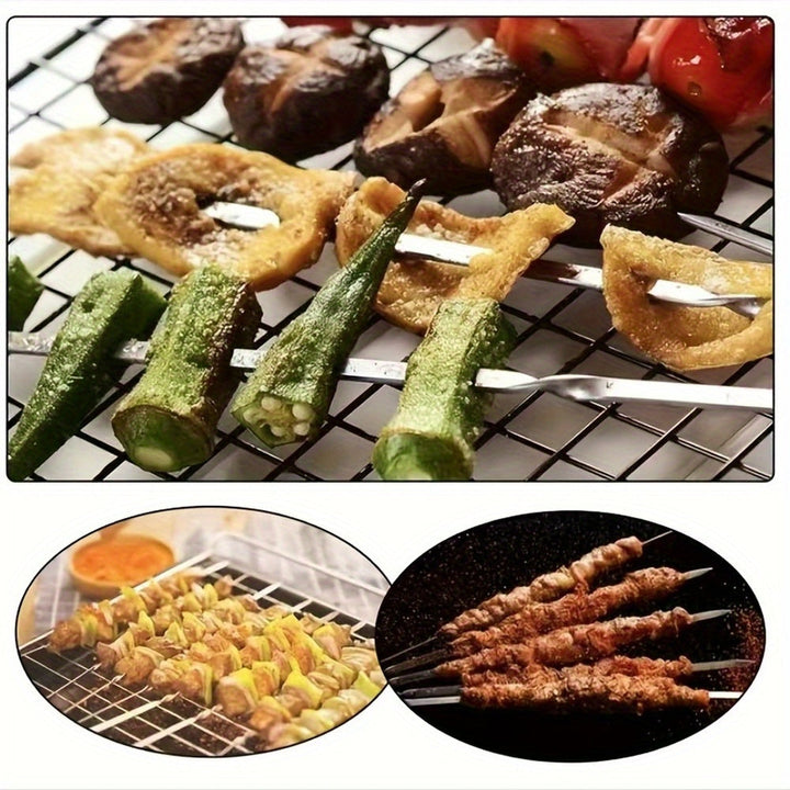 Brochettes de cuisine extérieure en acier inoxydable. 20 pièces résistantes avec tube de rangement compact.