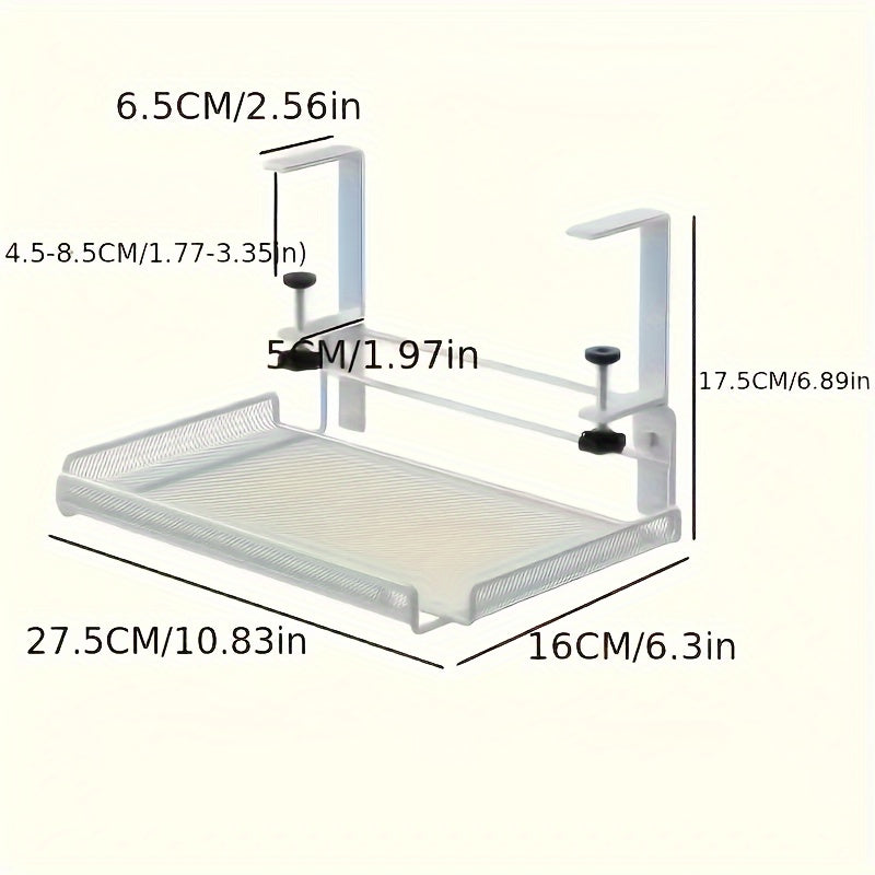 Structure d'étagère de bureau métallique noire, design épuré, prête à organiser votre espace de travail sans perçage.