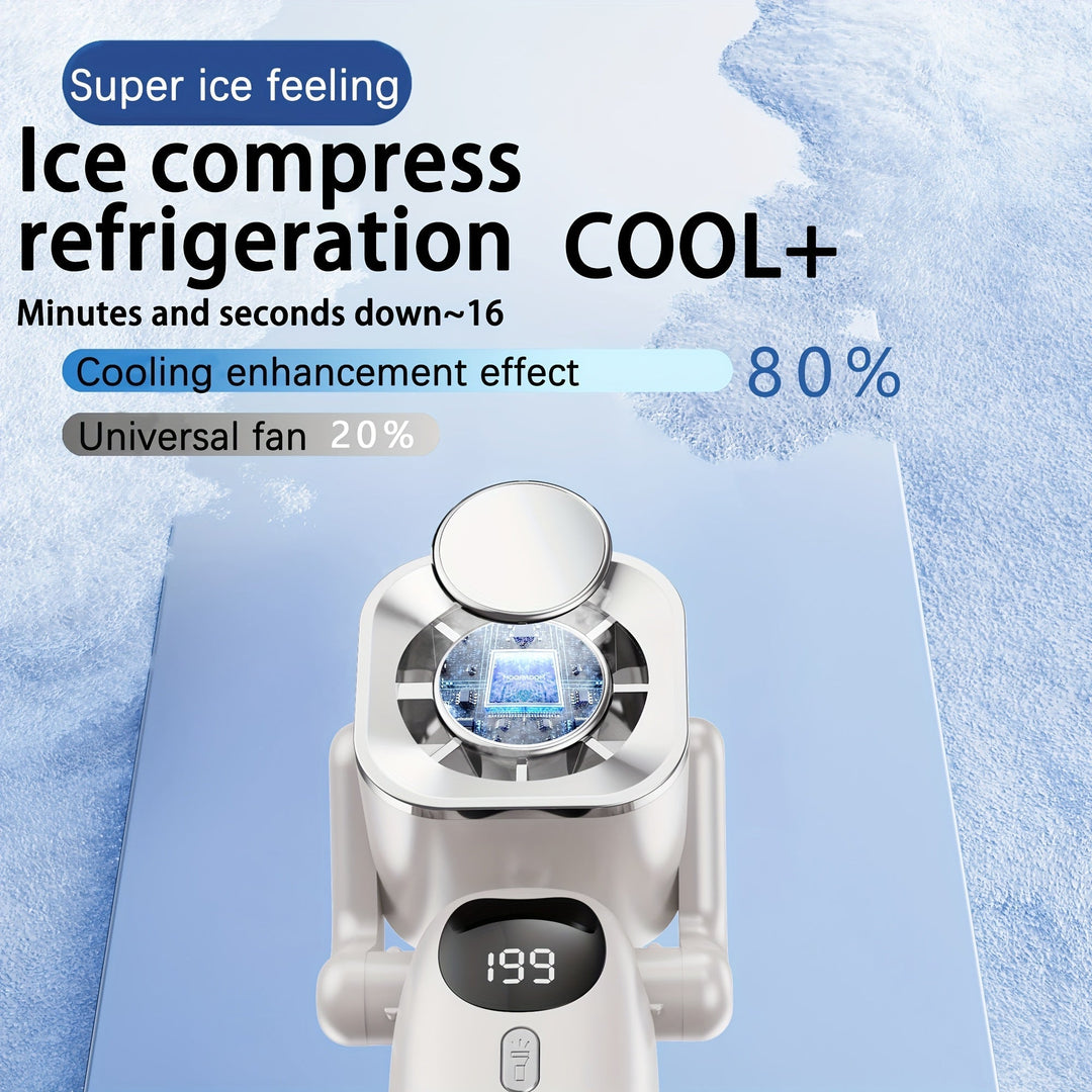 Petit ventilateur de bureau rechargeable, offrant un confort personnel. Idéal pour travailler au frais en été.
