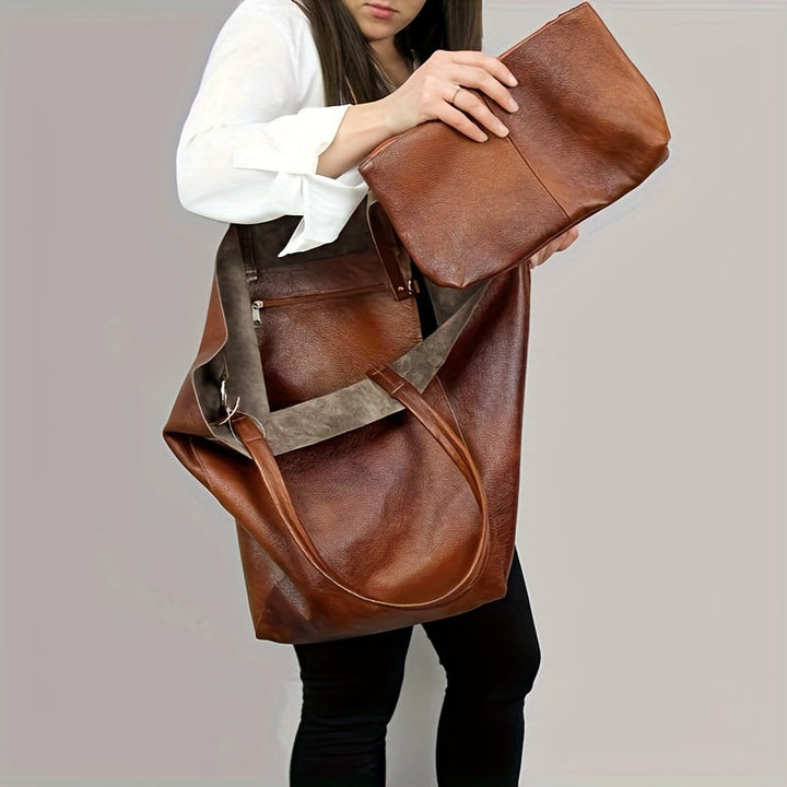 Sac tote élégant et doux en simili cuir pour femme, parfait accessoire de mode au quotidien.