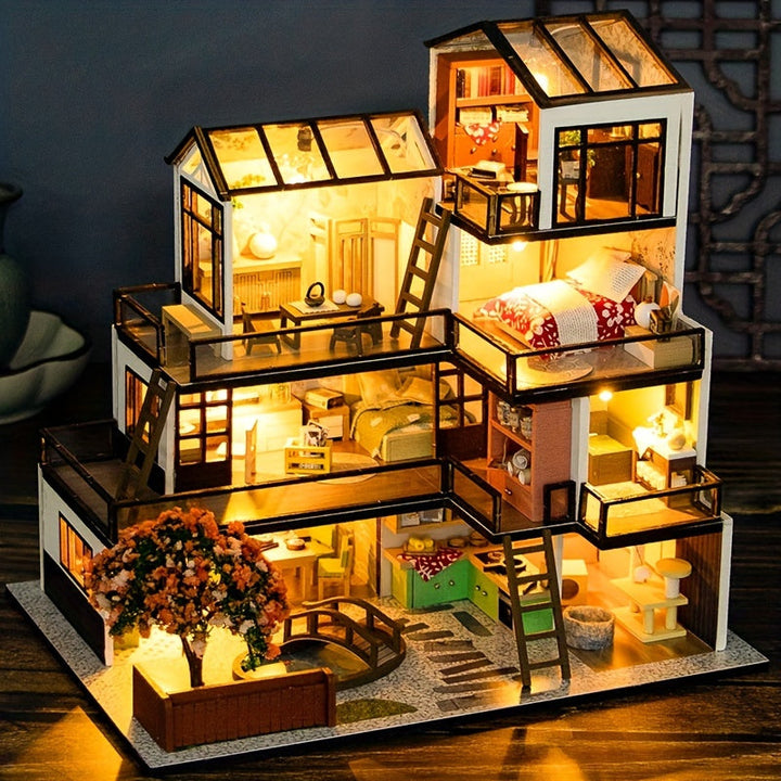Kit de bricolage Lichtnest pour maison miniature, parfait pour hobbyiste, avec détails et éclairage LED.