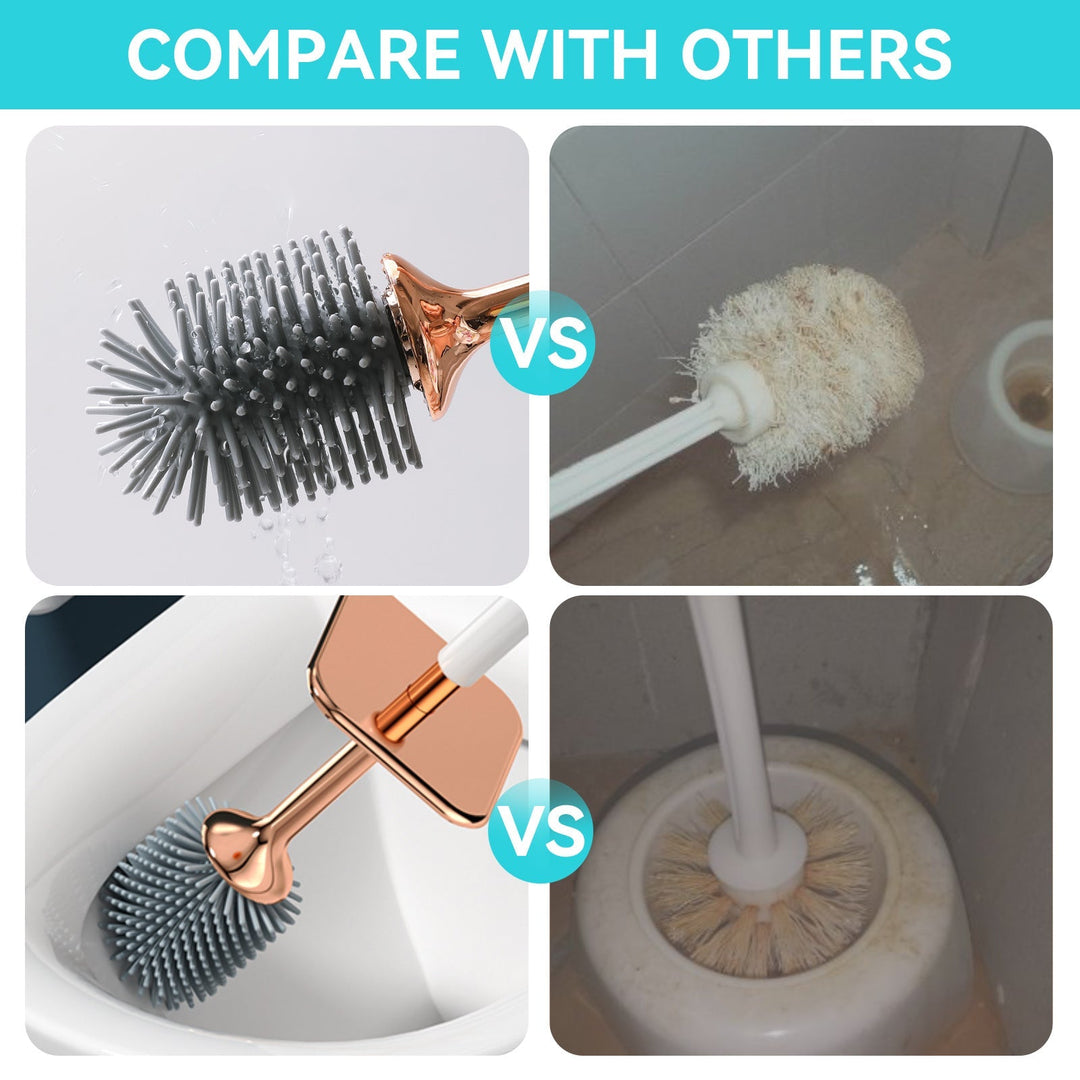 Brosse à toilettes élégante avec support compact, idéal pour l'entretien régulier et la propreté de la salle de bain.
