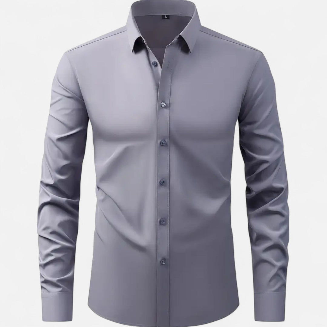 Chemise homme décontractée, manches longues. Extensible, parfaite pour un look moderne, chic et confortable.