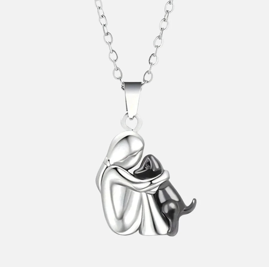 Parure de bijoux assortis pour passionnés de chiens : collier, boucles d'oreilles, bague. Style élégant unisexe.