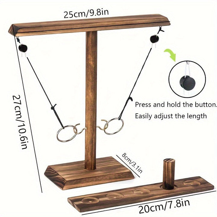 Jeu de lancer d'anneaux en bois, un défi amusant pour développer la coordination familiale.