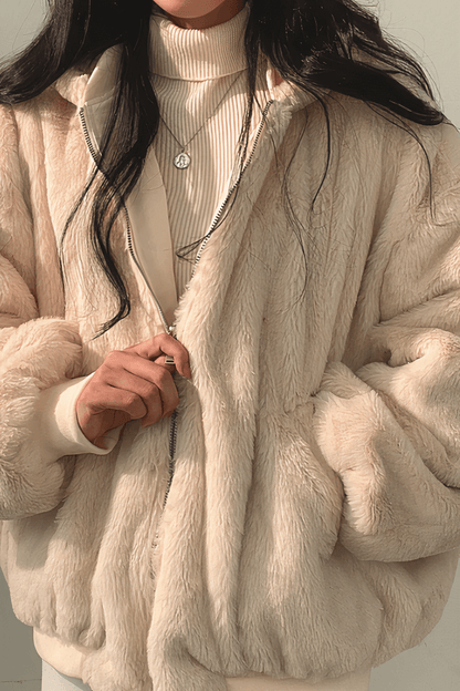 Vändbar Oversized Damjacka – Mjuk Shearling – Höst/Vinter