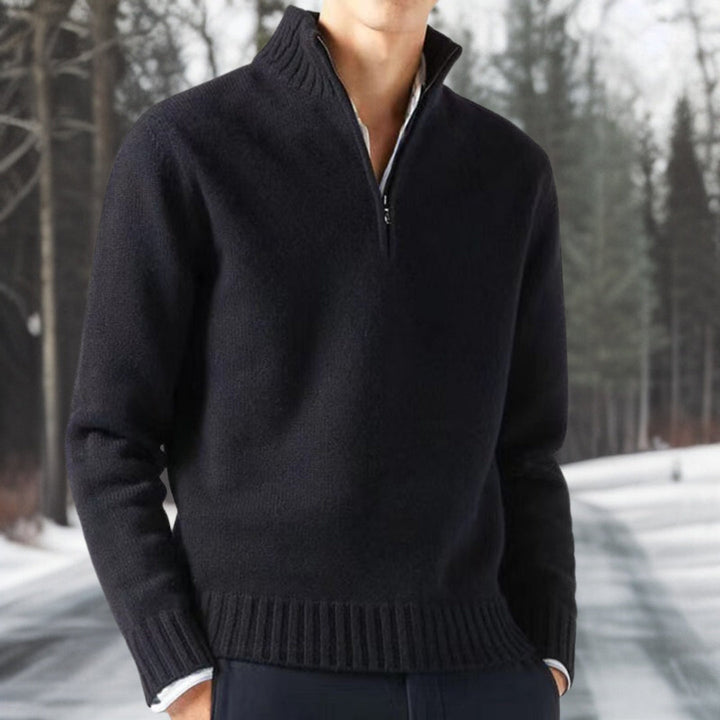 Pull homme Paulaner épais à col zippé, chaud et confortable pour un style hivernal décontracté.
