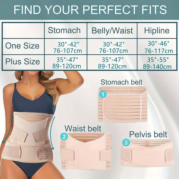 Améliorez votre récupération avec cette ceinture postpartum 3-en-1, soutien ventral et dorsal ajustable femmes.