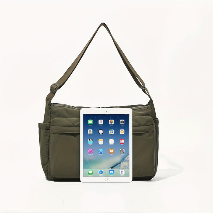 Sac de travail à bandoulière unisexe, grand et organisé, parfait pour ordinateur portable et documents professionnels.