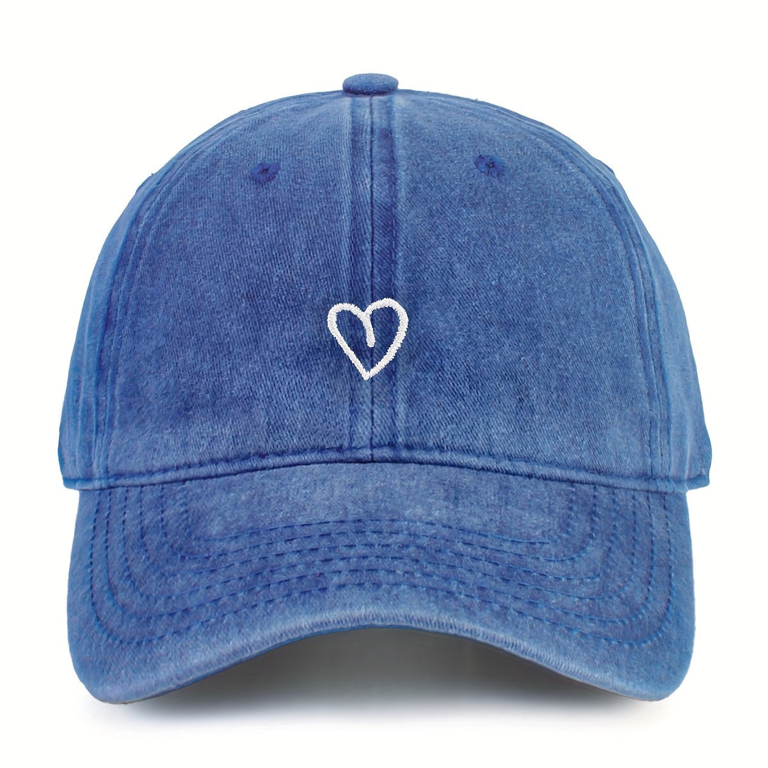 Casquette femme ajustable en coton vintage, broderie HeartBeat. Style décontracté pour l'été.