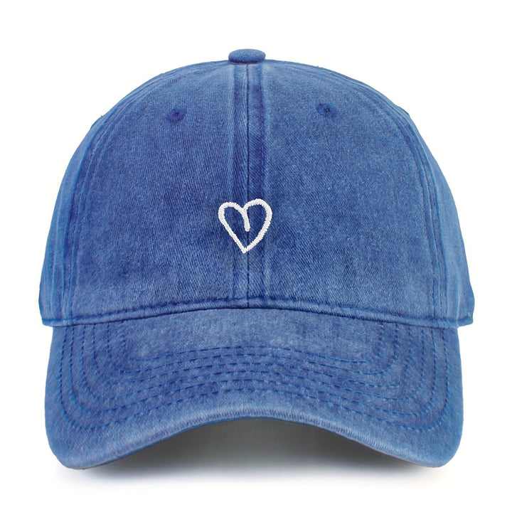 Casquette femme ajustable en coton vintage, broderie HeartBeat. Style décontracté pour l'été.
