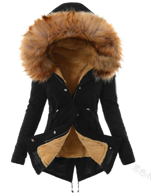 Veste d'hiver longue femme, chic et douillette, pour rester au chaud avec élégance. Manteau moderne et confortable.