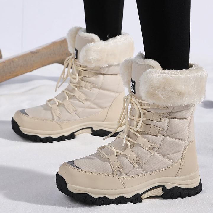 Bottes femmes chaudes contre le froid, imperméables pour la neige, confortables et stylées, doublure douce.