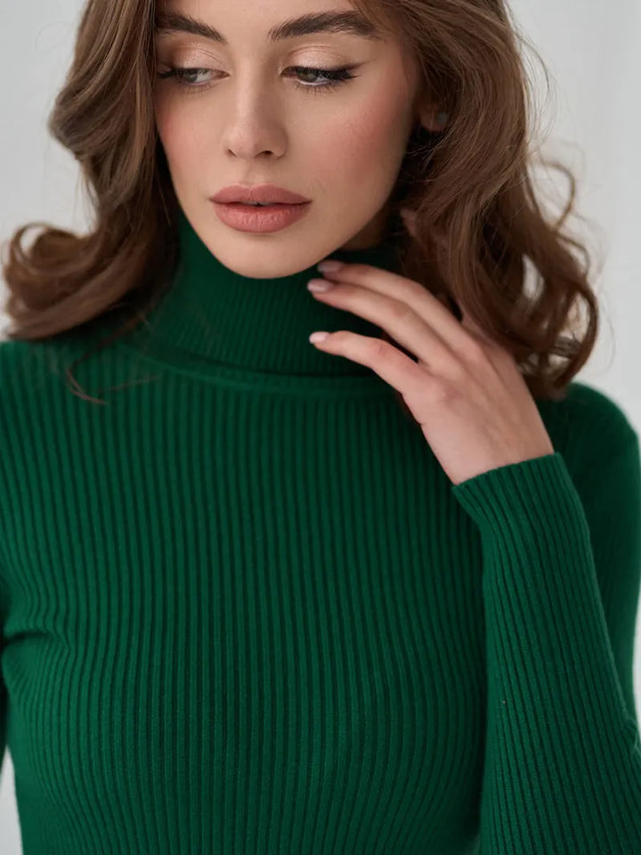 Vêtement chic : pull femme à col roulé, coupe classique, idéal pour rester élégante tout l'hiver.