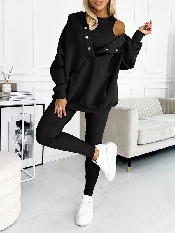 Ensemble femme rouge élégant, pantalon et haut doux Elvira. Tenue décontractée chic en coton écologique.