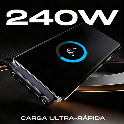 Cable de Carga Rápida USB-C 2-en-1 con Soporte Integrado para Móvil y Tablet