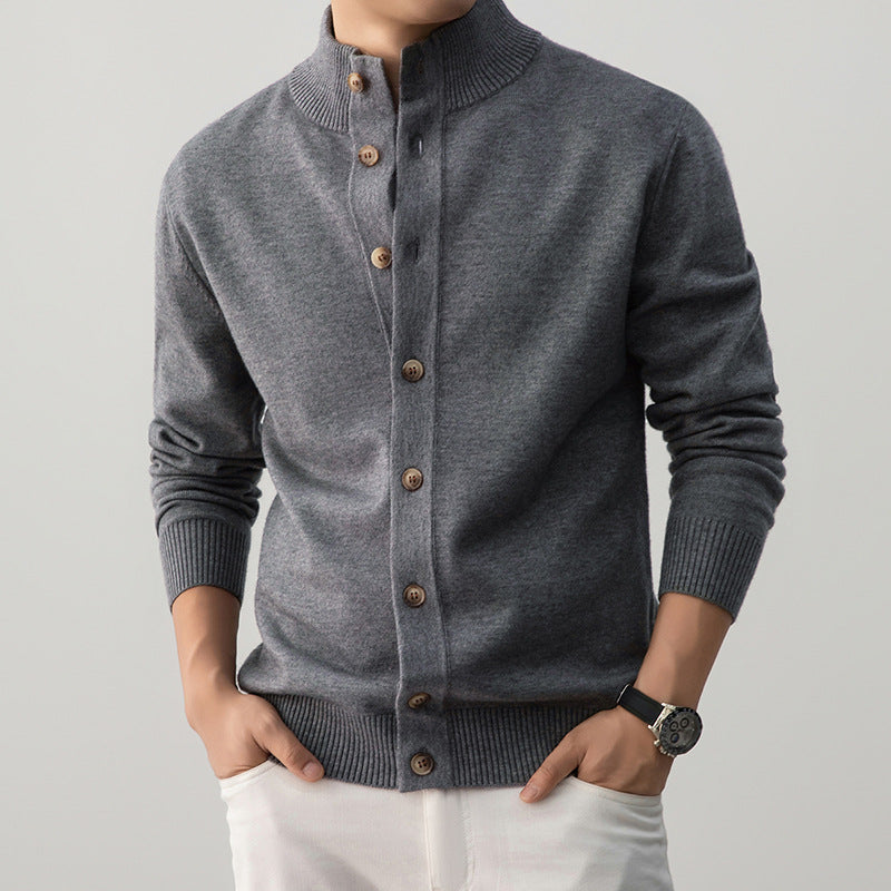 Gilet homme épais à col roulé, couleur unie, pour un style masculin chic et chaud en automne/hiver.