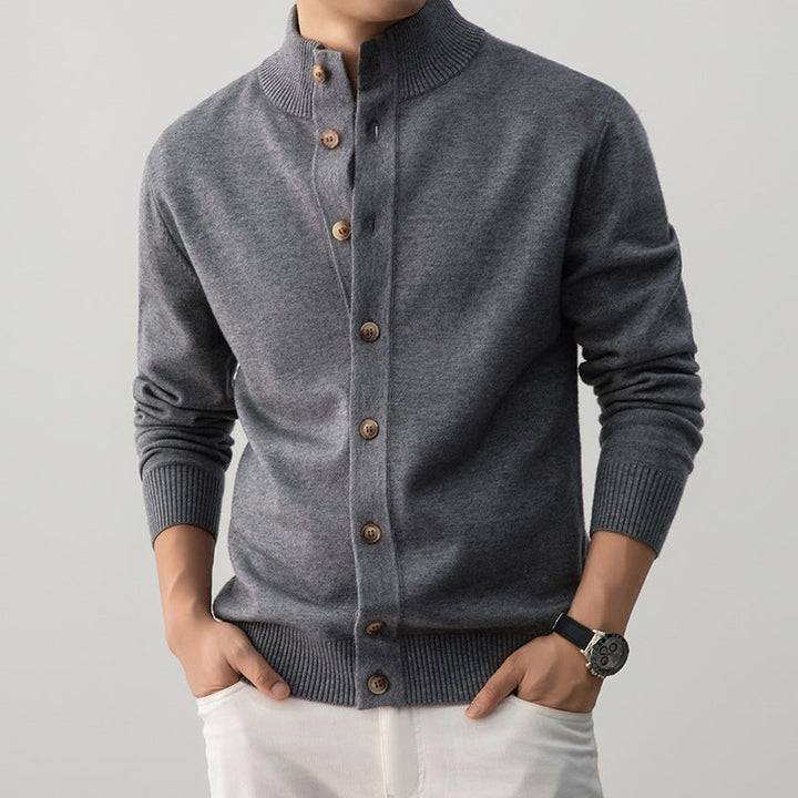 Gilet homme épais à col roulé, couleur unie, pour un style masculin chic et chaud en automne/hiver.