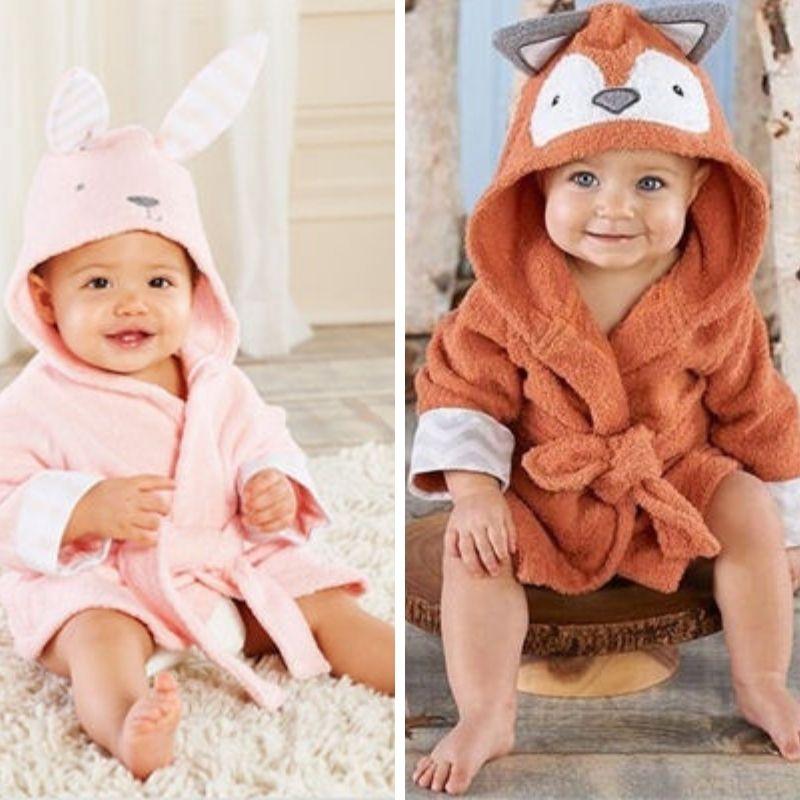 Peignoir bébé style animal mignon, robe de chambre en coton confortable pour le quotidien des jeunes enfants.