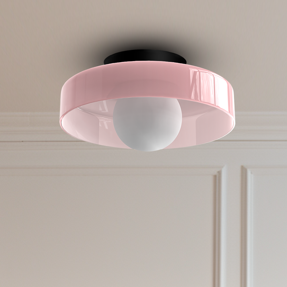 Plafonnier LED rond, design moderne, diffuse une lumière homogène.