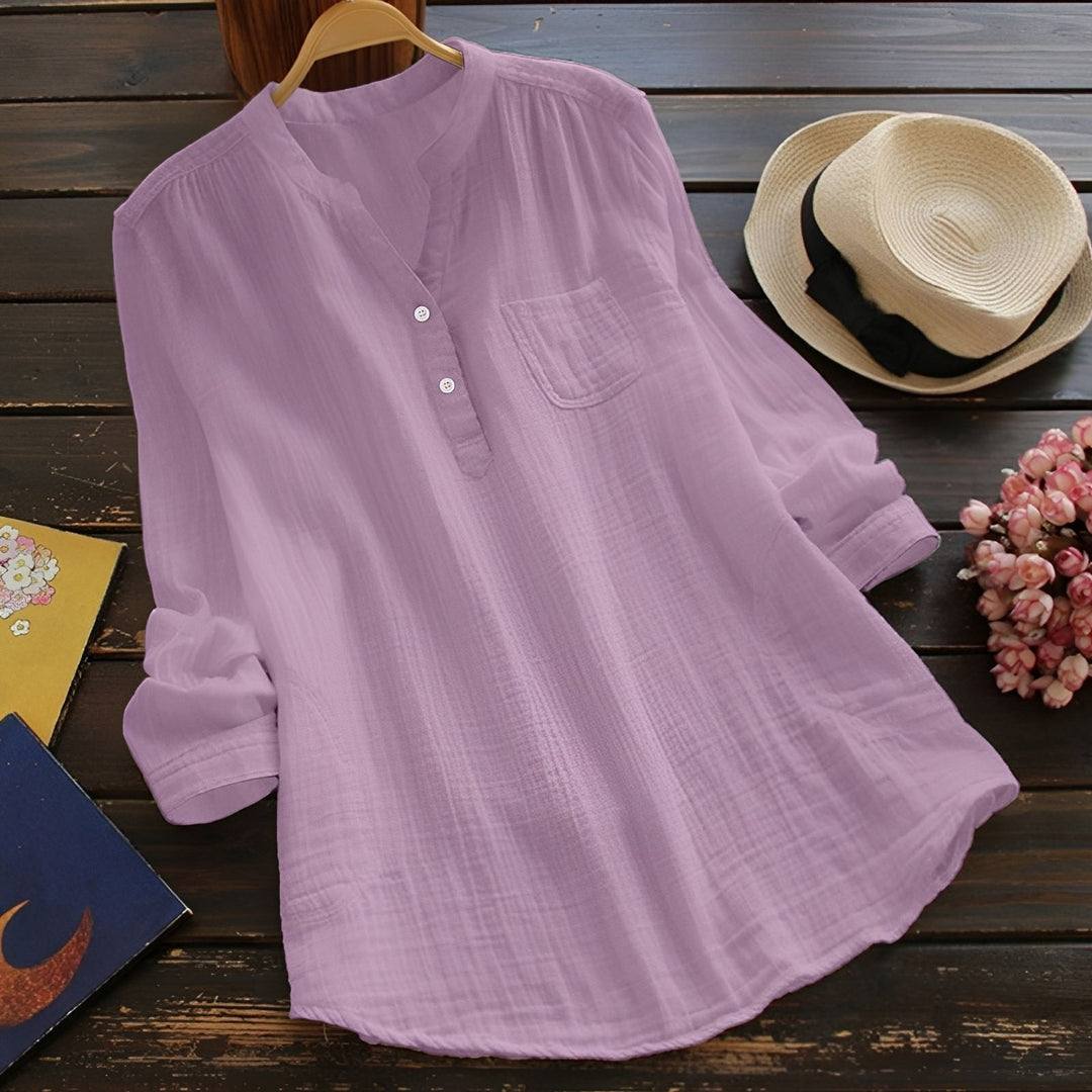 Blouse femme confortable et décontractée pour le printemps et l'été. Un haut polyvalent pour toutes les occasions.