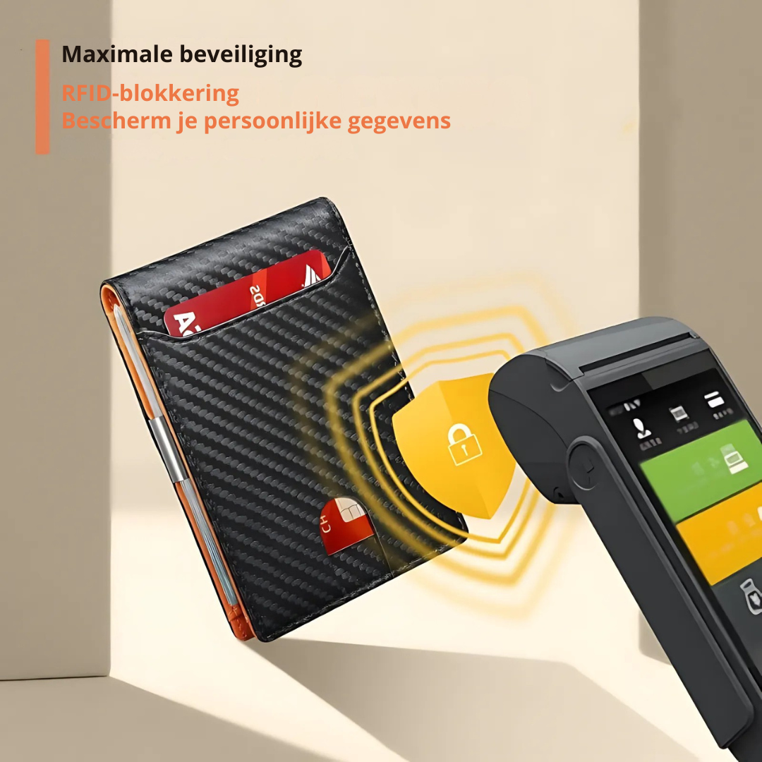 Portefeuille homme en cuir, design épuré, ultra-mince et discret, doté d'une technologie RFID.