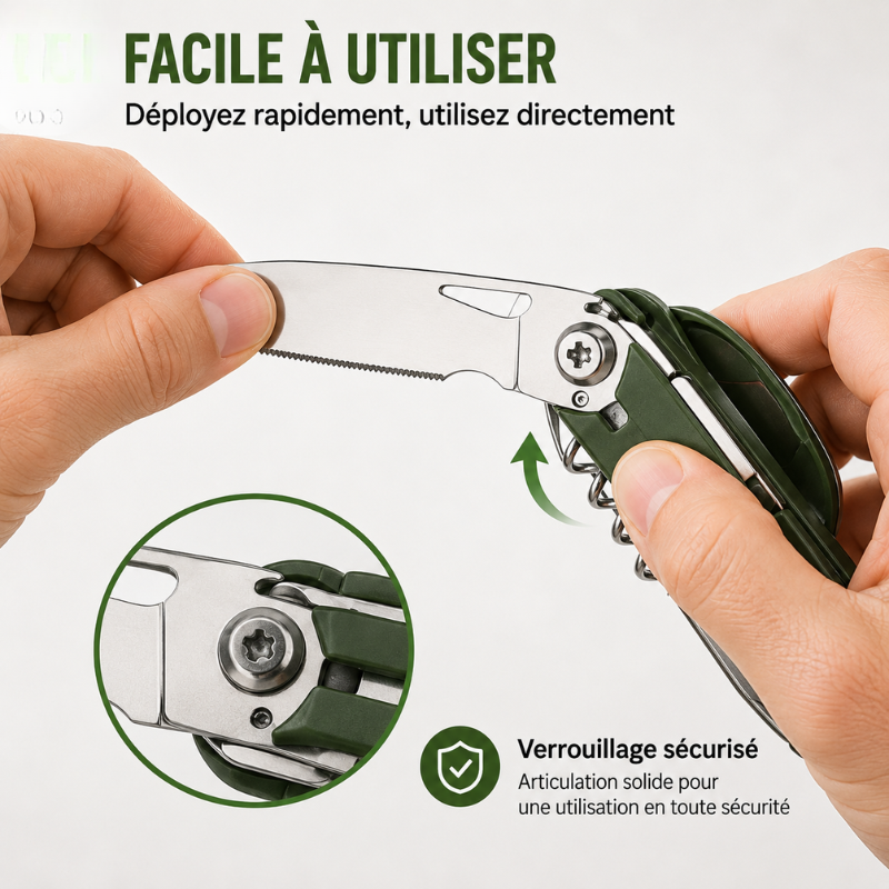 Ustensiles de camping multifonction en acier inoxydable, parfaits pour les repas en extérieur.