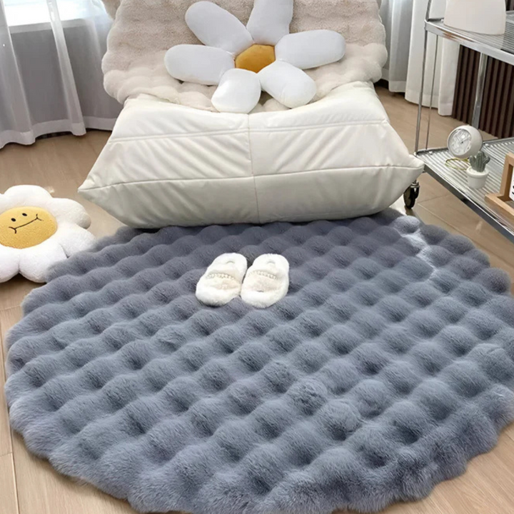 Décoration: tapis rond polaire 80cm, versatile pour salon, chambre ou hall, facile d'entretien.