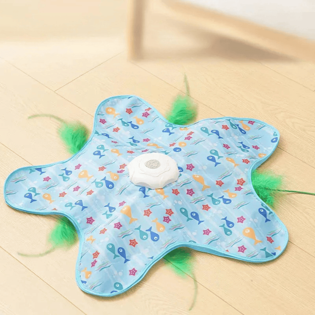 Tapis de jeu interactif pour chat, jouet plume rechargeable USB, encourage l'exercice et la chasse.
