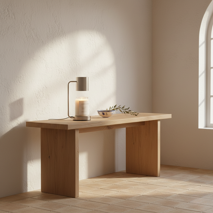 Lampe réchauffe-cierge sophistiquée, diffuseur de parfum sans flamme, ajoute une touche d'élégance à votre décor.