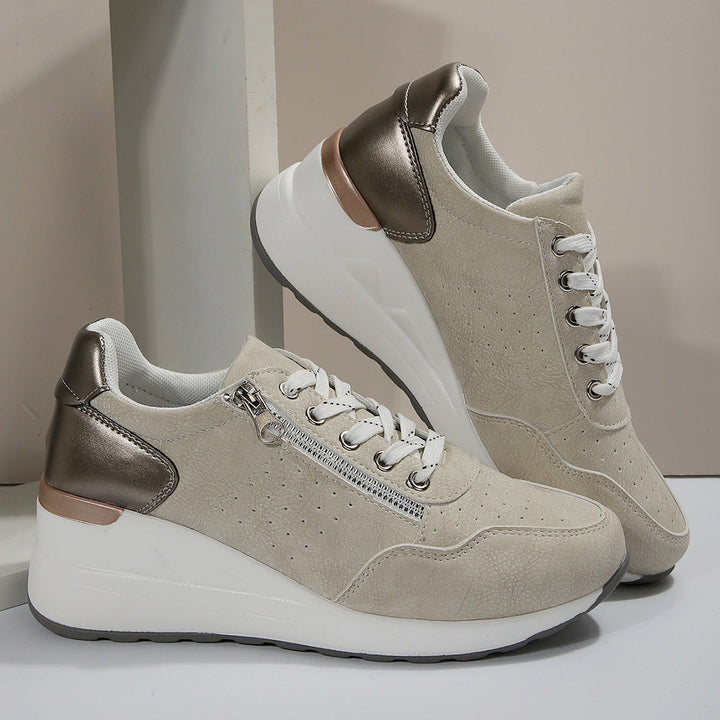 Sneakers femme respirantes orthopédiques. Soutien voûte et amorti pour un confort maximal, réduisant la douleur du pied.