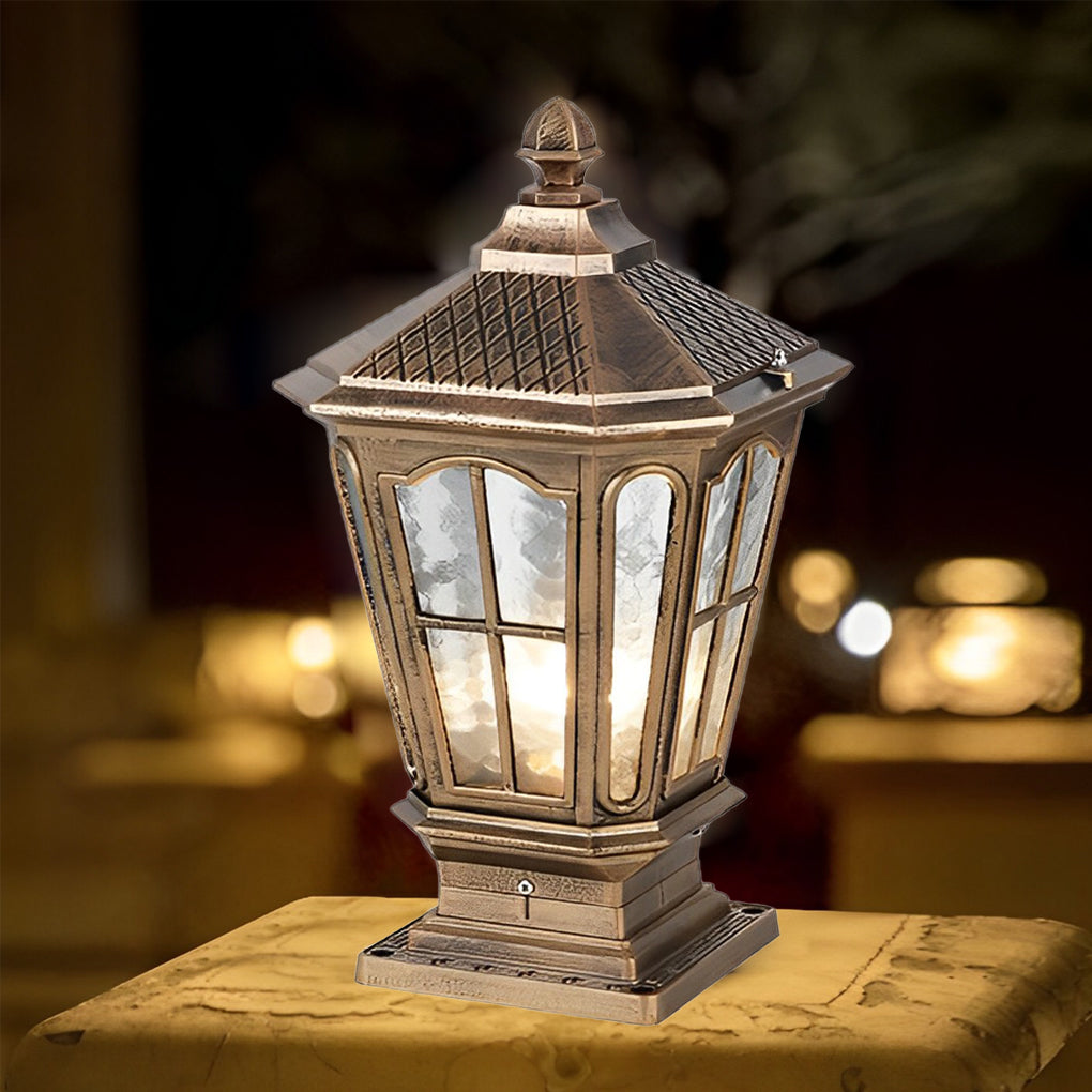 Lampe de jardin solaire en aluminium avec LED, étanche, éclairage extérieur classique pour l'allée.