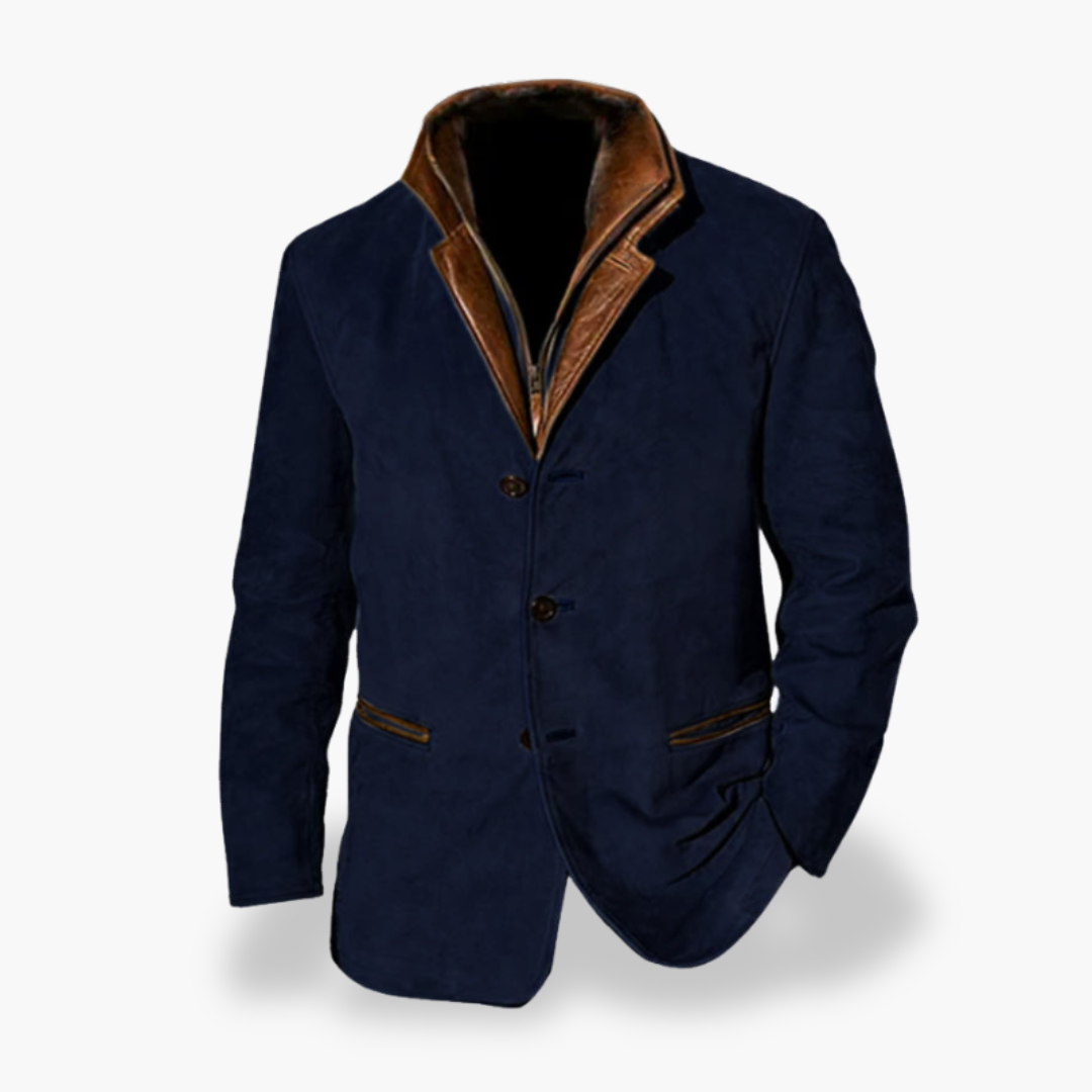 Veste homme mi-saison pour tenue décontractée ou plus habillée, col unique, mode masculine et confort.