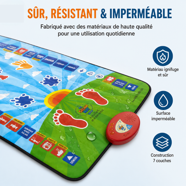 Tapis de prière islamique interactif pour enfants, électronique, éducatif, parfait pour jeunes musulmans.