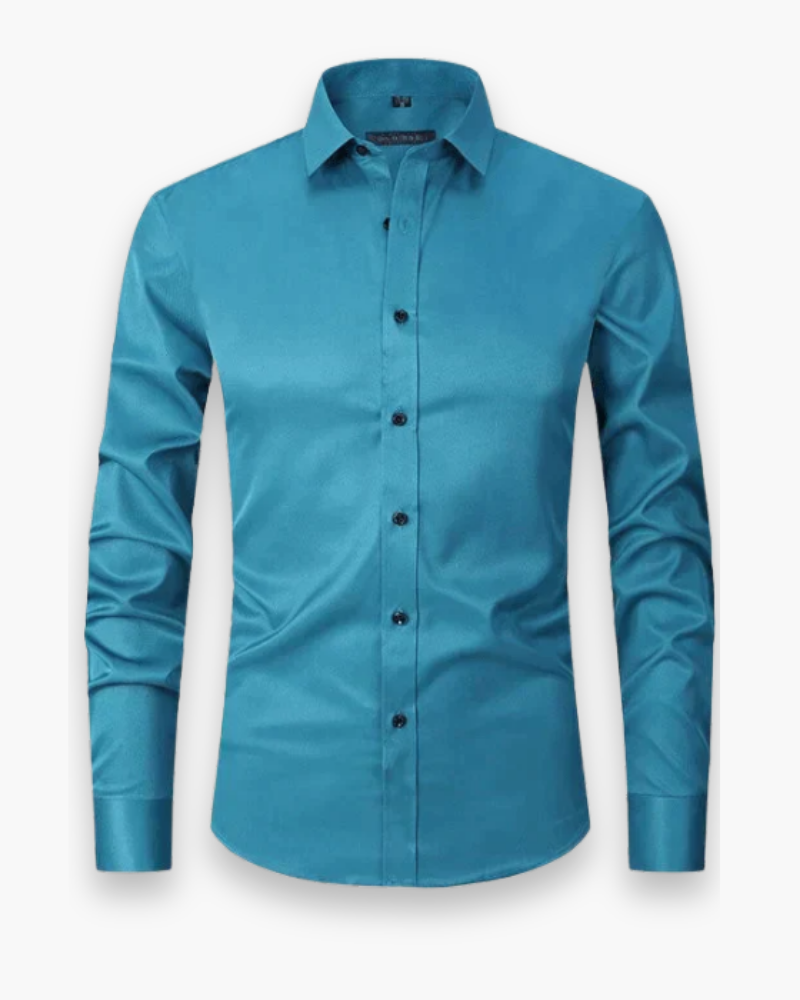 Chemise élégante homme ajustée pour un look raffiné au bureau. Manches longues, idéale pour mode masculine.