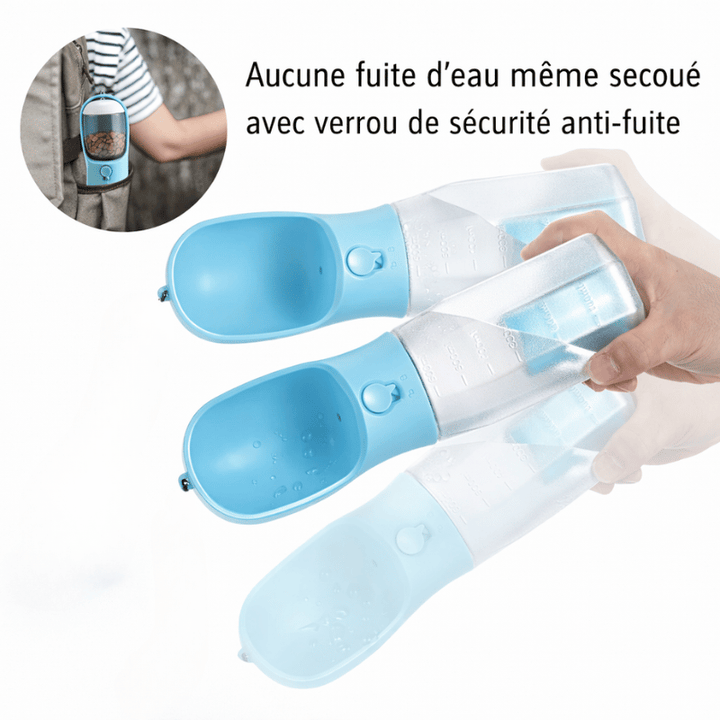 Gourde portable pour hydrater et nourrir votre chien facilement en déplacement.