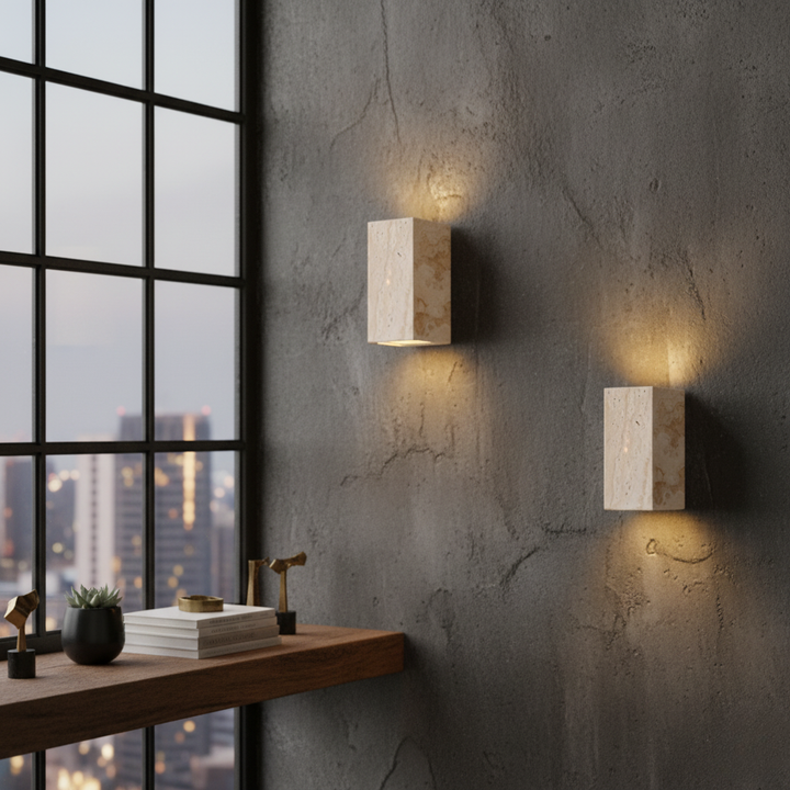 Luminaire mural LED, design minimaliste, lumière douce pour un espace de vie moderne.