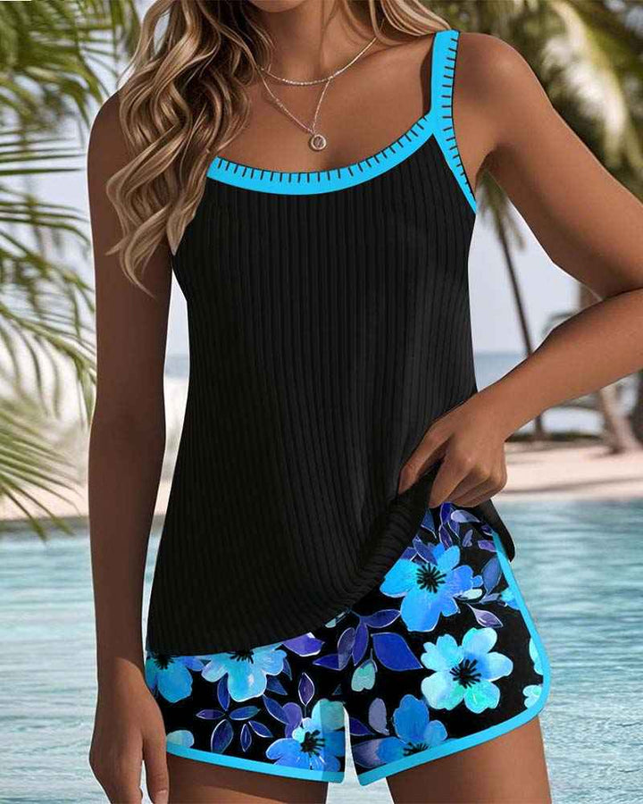 Maillot de bain tankini femme chic, offrant un confort optimal sur la plage.