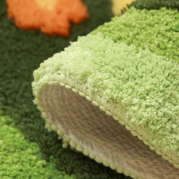 Coussin de sol floral GardenGlow, décoration intérieure avec motif fleur vibrant. Doux et antidérapant pour salon.