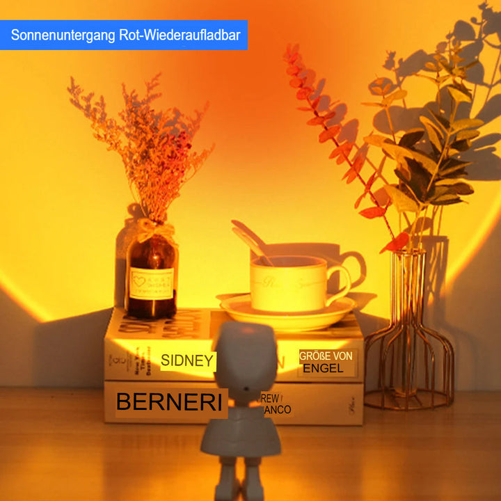Lampe projecteur LED rechargeable, ambiance coucher de soleil/arc-en-ciel, pour une décoration lumineuse.
