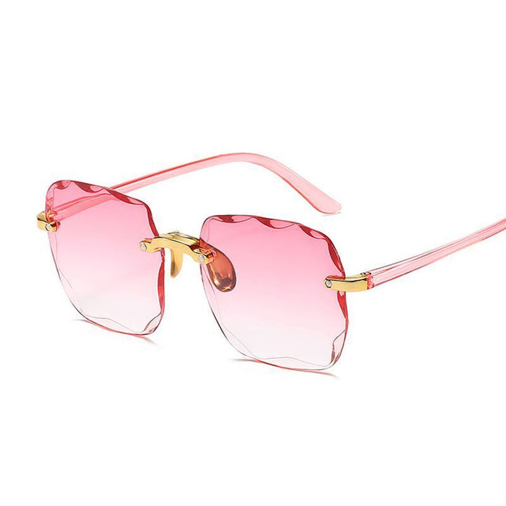 Lunettes de soleil mode rétro sans monture, verres dégradés, protection UV unisexe.