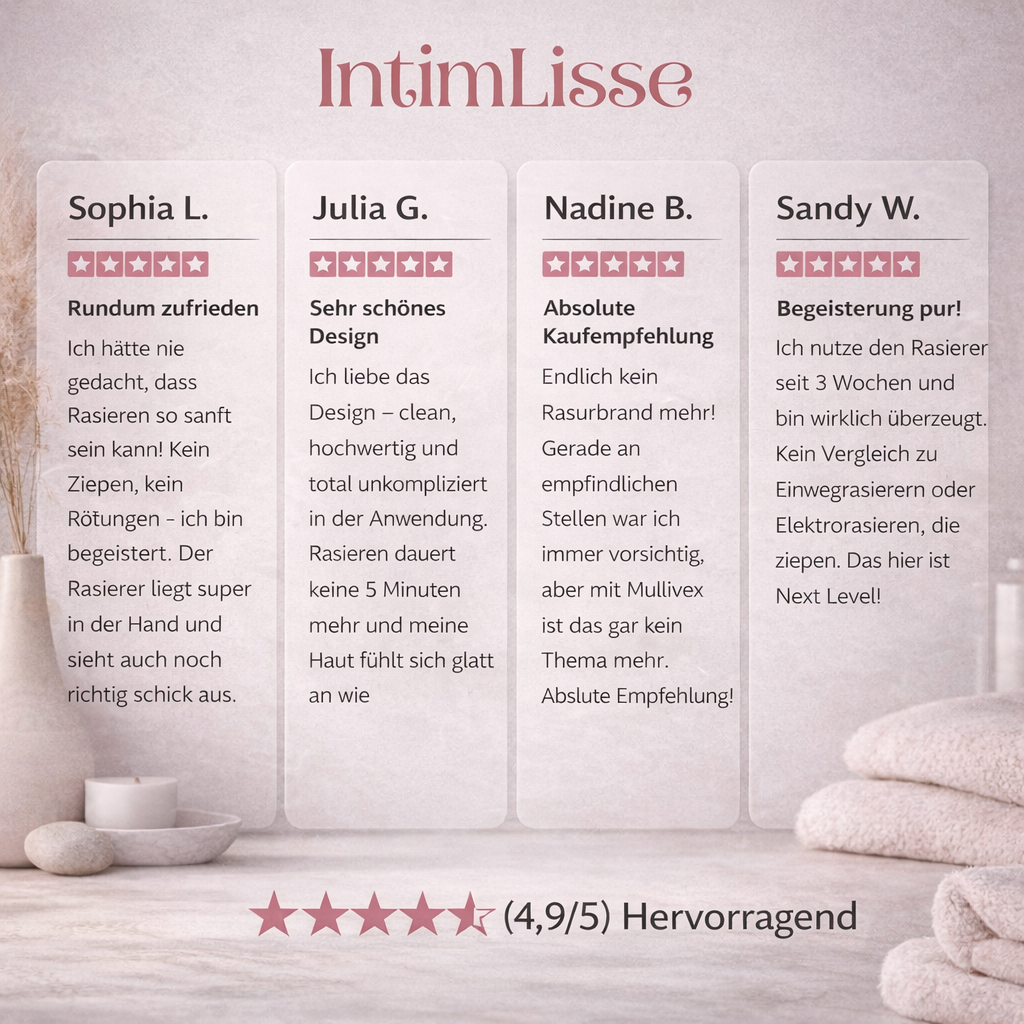 Appareil d'épilation intime électrique IntimLisse pour femme, doux et précis pour zones sensibles du corps.