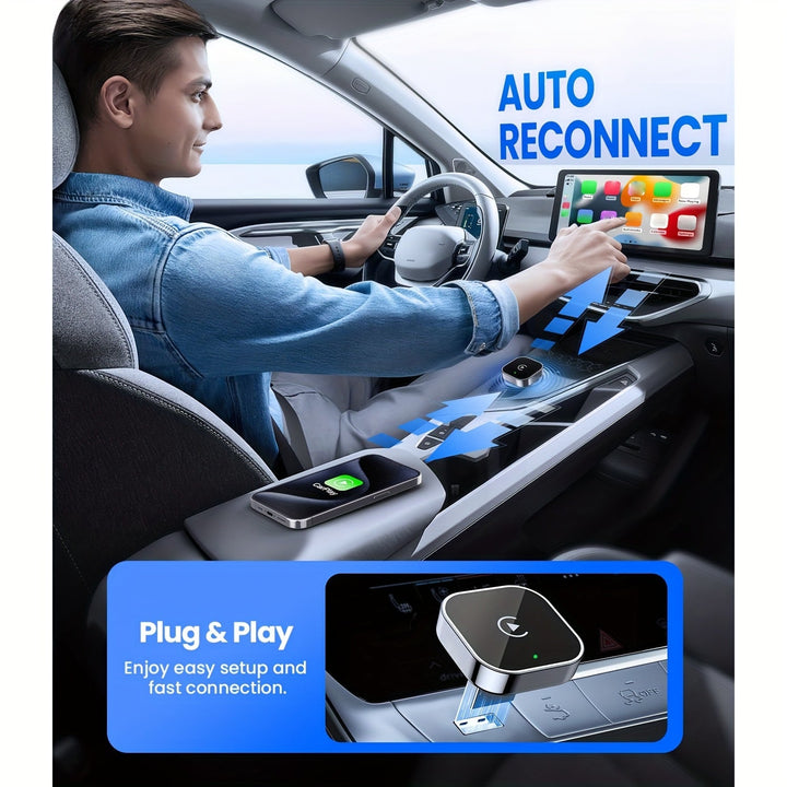 Média voiture sans fil avec cet adaptateur CarPlay & Android Auto 2-en-1 pour une expérience enrichie.