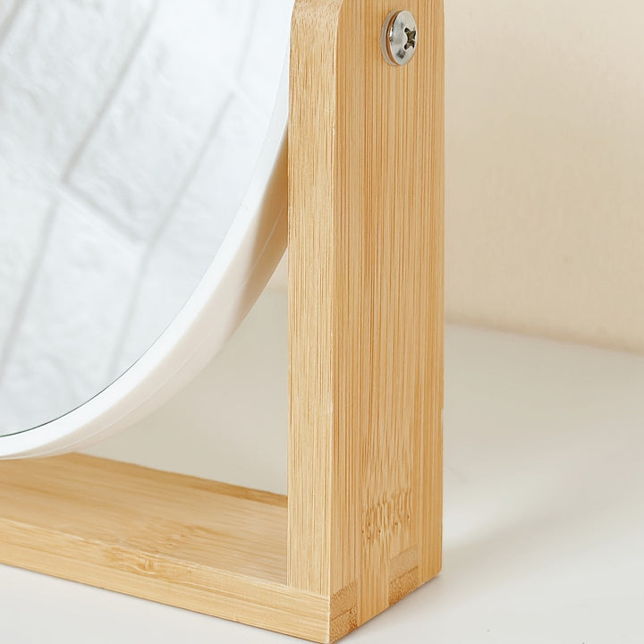 Compact et chic : miroir de maquillage double face en bambou, idéal pour la précision beauté.