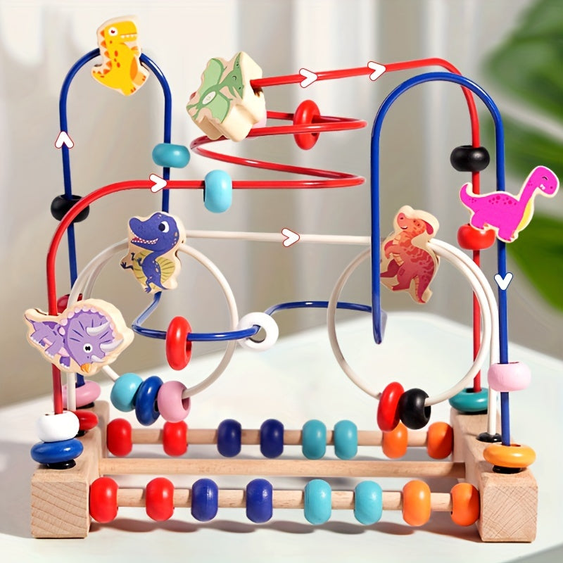 Vue détaillée d'un boulier en bois éducatif. Parfait pour l'apprentissage précoce et le développement de bébé.