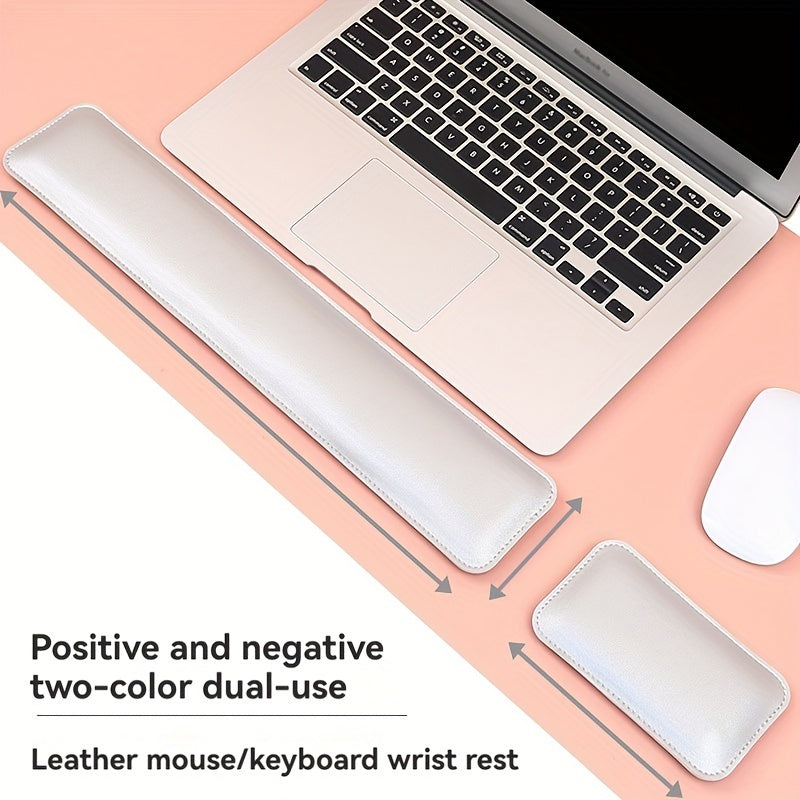 Accessoires de bureau ergonomiques en cuir PU : tapis de bureau, souris et repose-poignets pour PC.