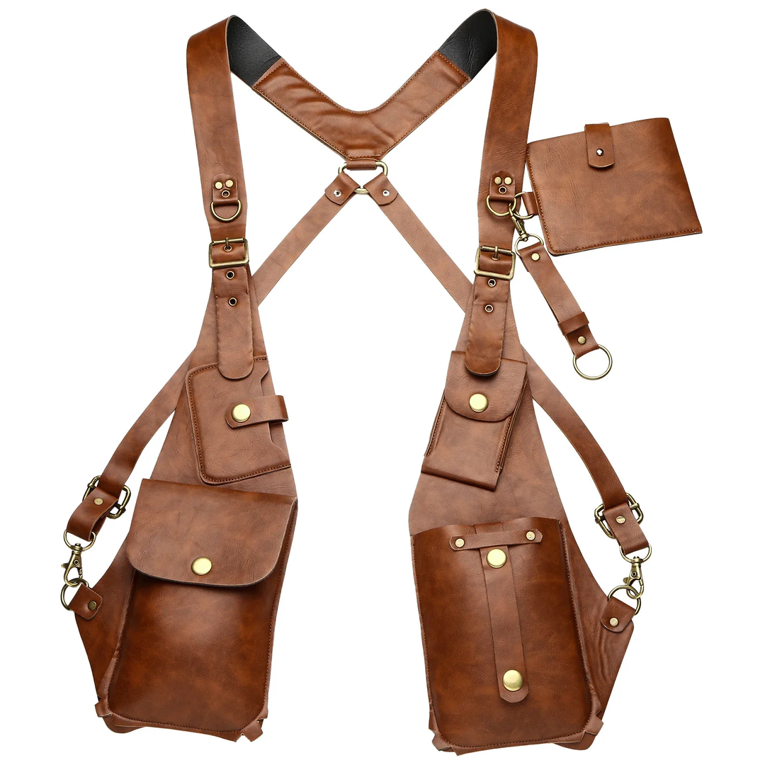 Harnais sacoche de sécurité unisexe en cuir PU. Un accessoire anti-vol pratique et stylé pour tout événement.