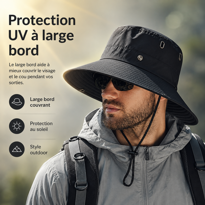 Chapeau anti-UV respirant pour femme et homme, parfait pour le voyage et les activités outdoor en été.